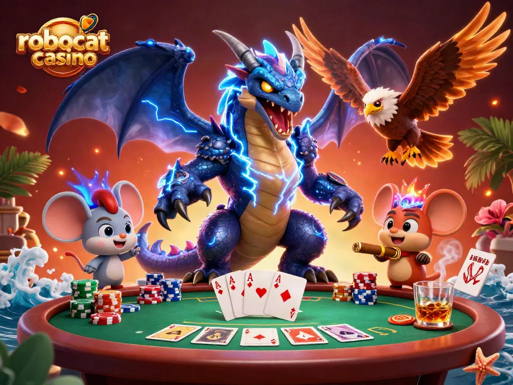 Experience excitement at robocat casino with thrilling gaming action, vibrant characters, and dynamic casino elements.