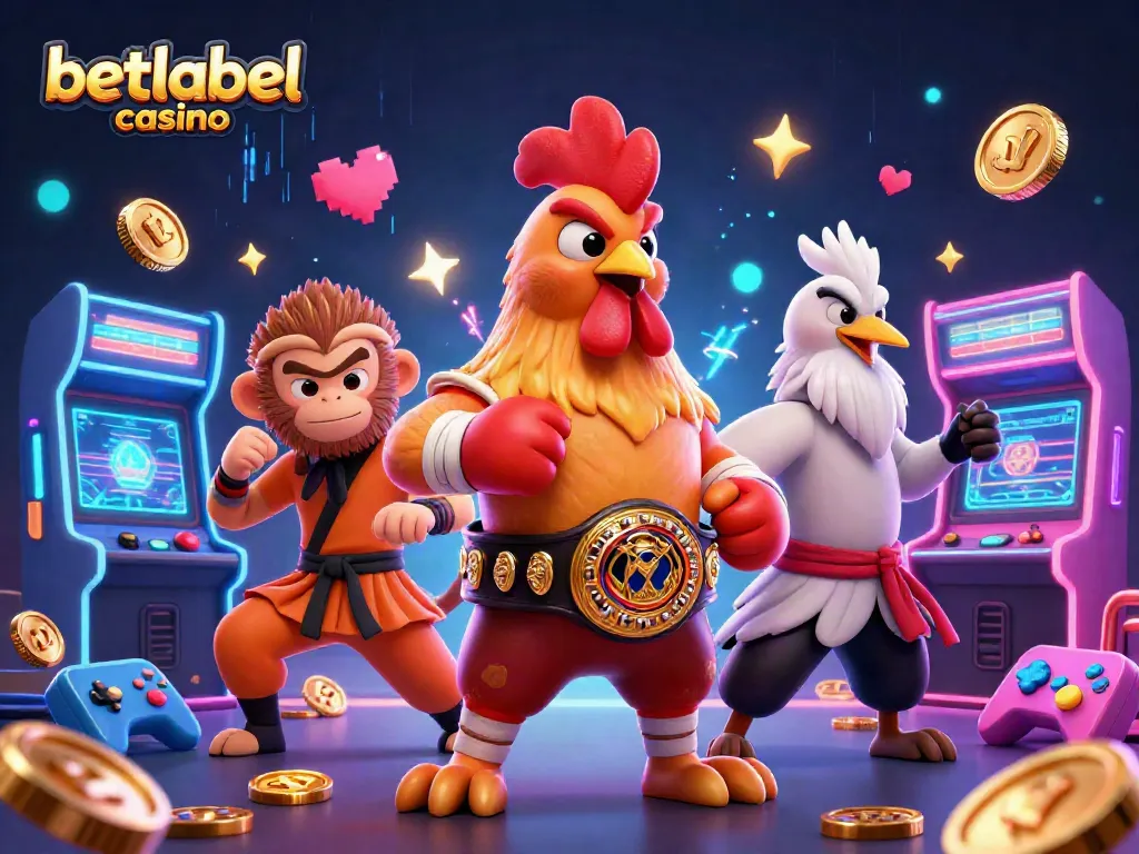Join the thrill at betlabel casino with lively characters and gaming elements in an immersive illustration.
